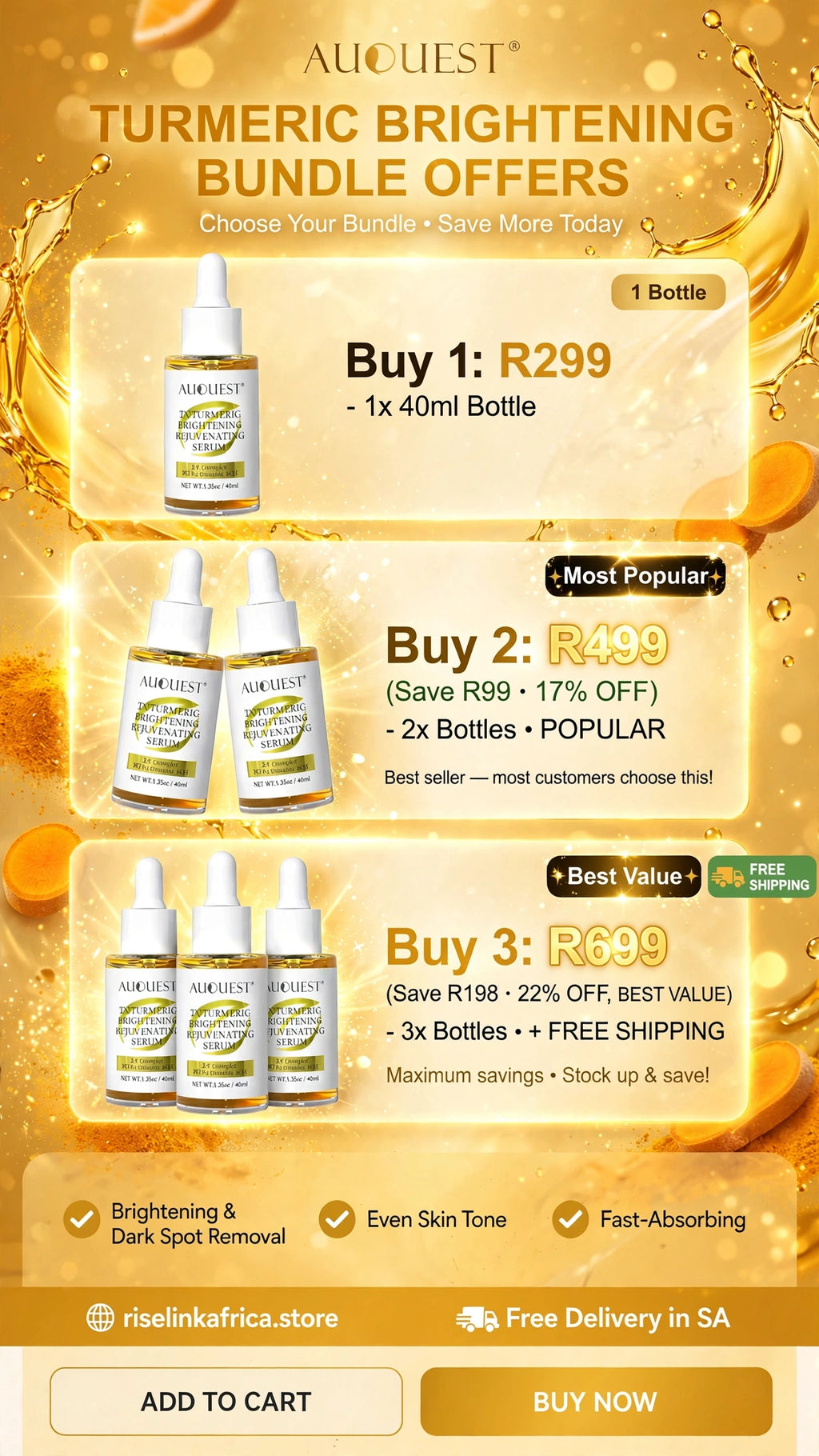 2X Turmeric Brightening Serum — Niacinamide + Vitamin C Dark Spot Corrector