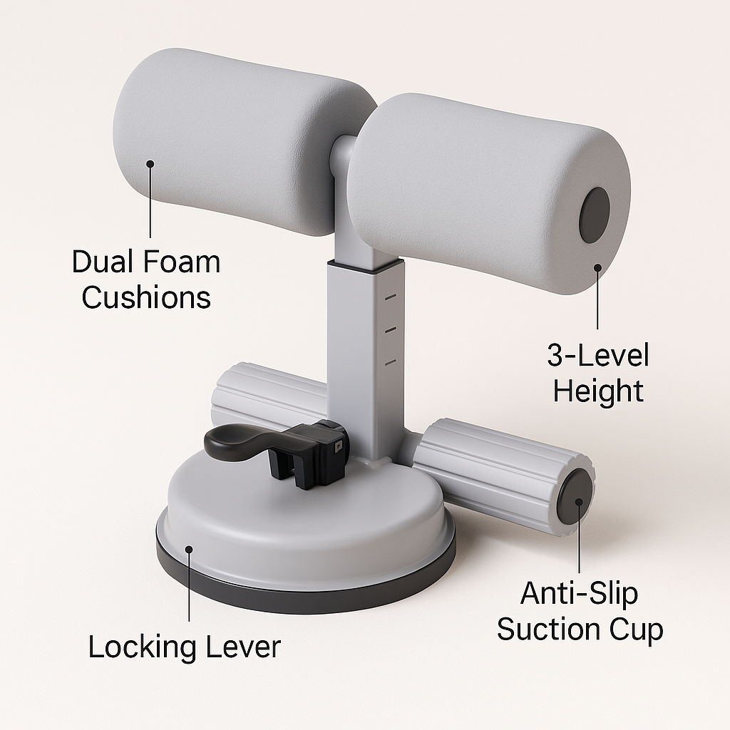 Adjustable Sit-Up Assist Bar with Suction Base