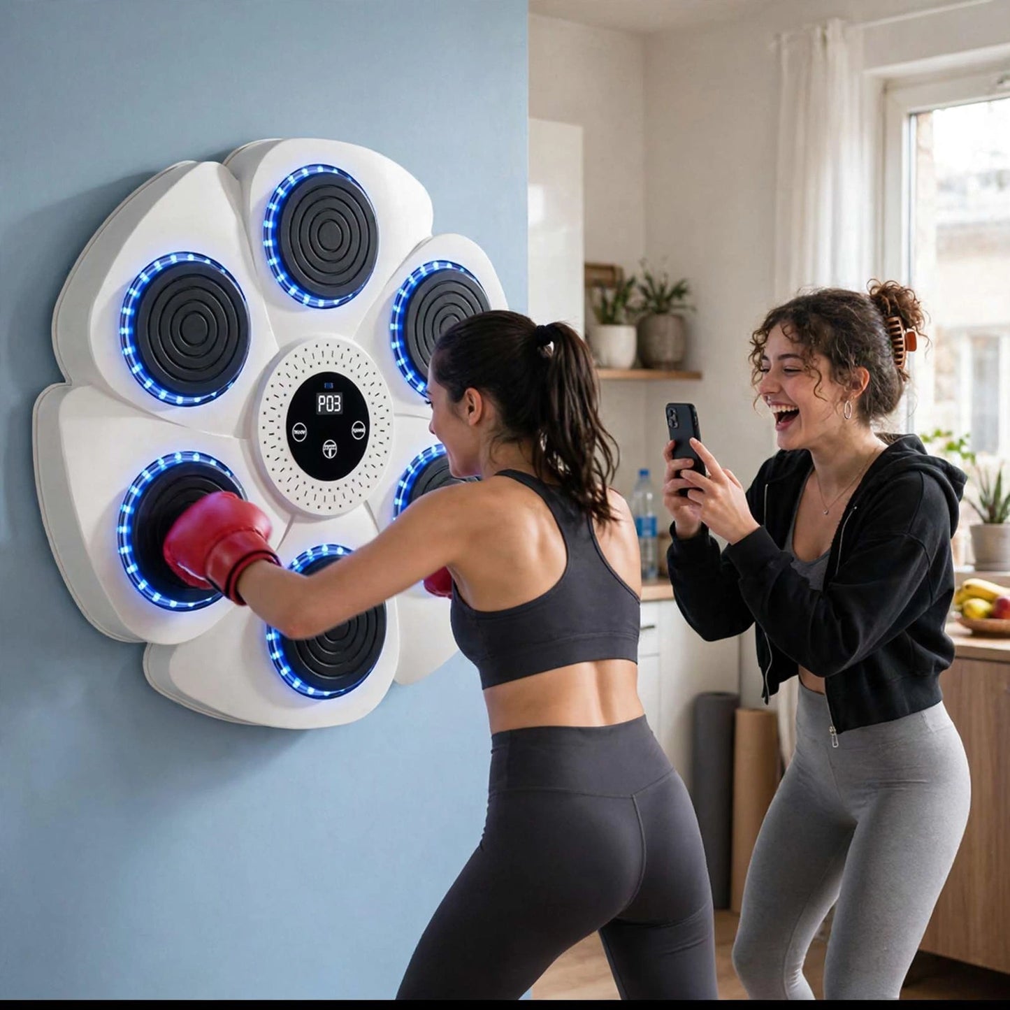 RiseLink Smart Music Boxing Wall Target – 6-Point Bluetooth Reflex Trainer