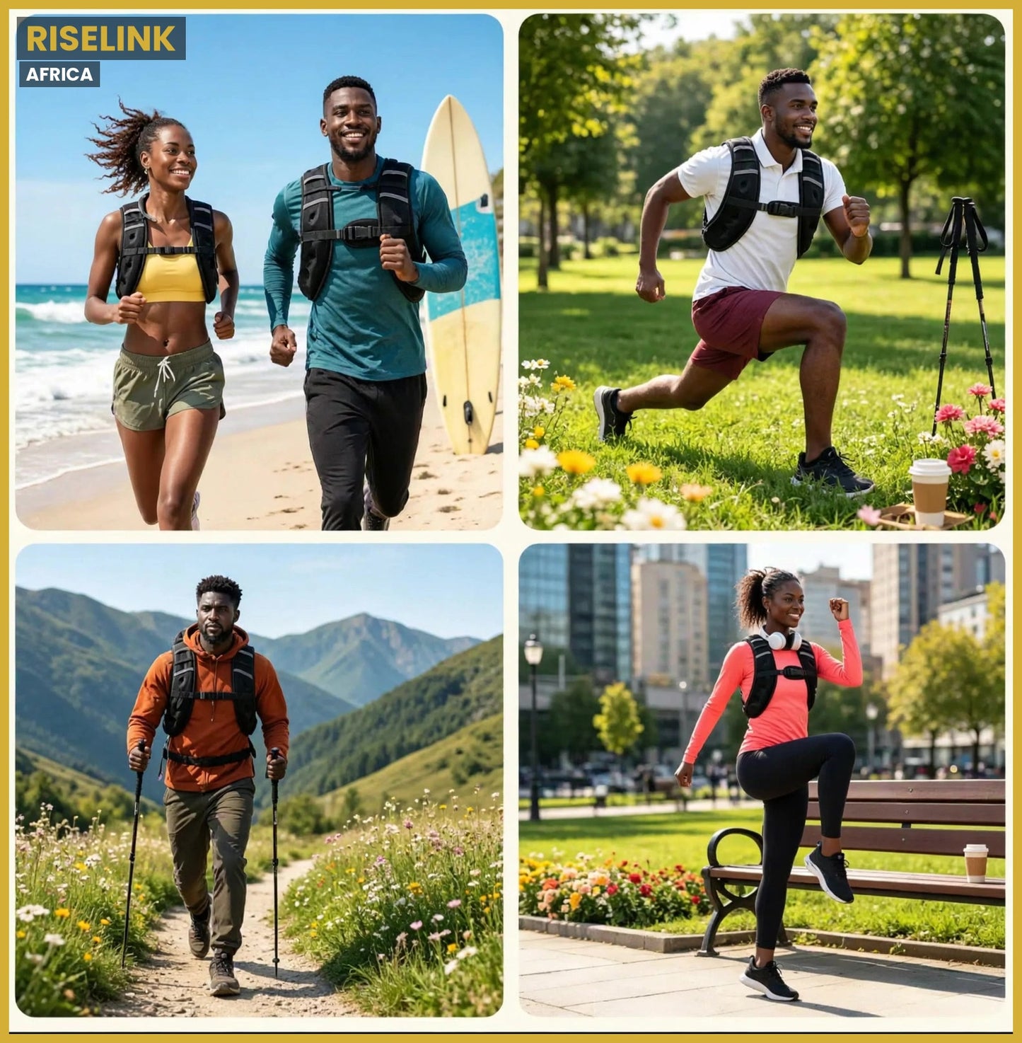 RiseLink Adjustable Weighted Training Vest — Home & Rucking Workout Gear