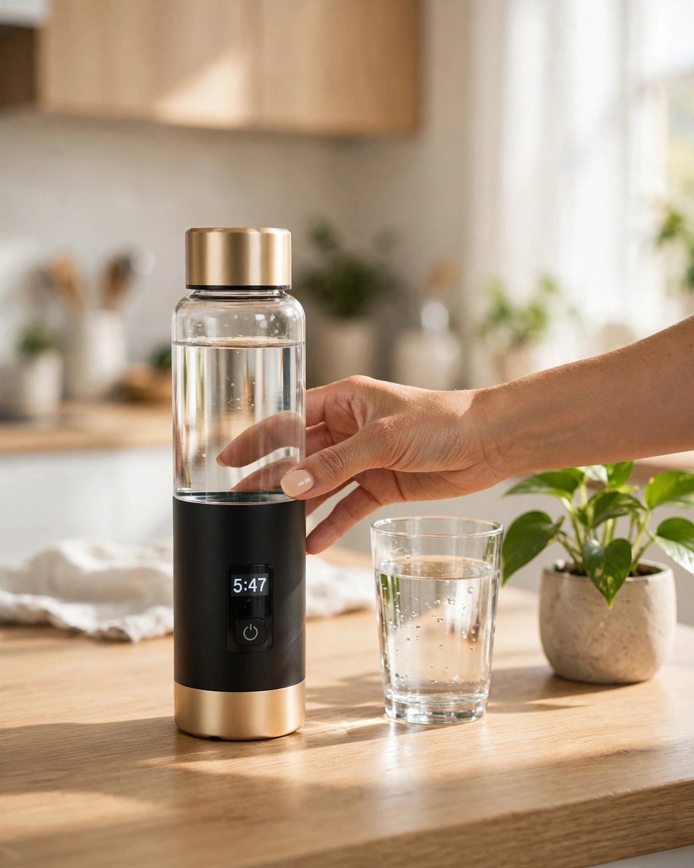 RiseLink Africa Daily Rise Hydrogen Water Bottle | 4000PPB Black Gold Edition | 6min 2000PPB 12min 4000PPB | LED Timer | One-Touch