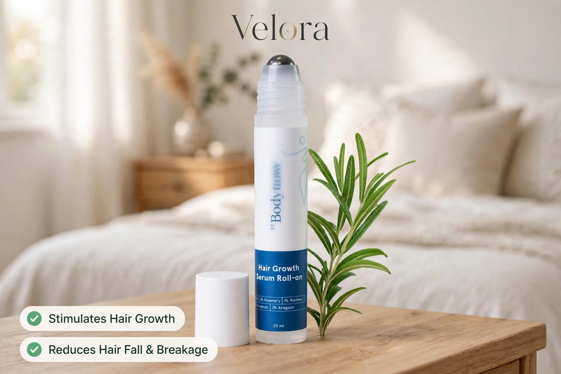 Hair Growth Serum Roll-On — Rosemary, Rooibos & Anagain Complex (25ml)