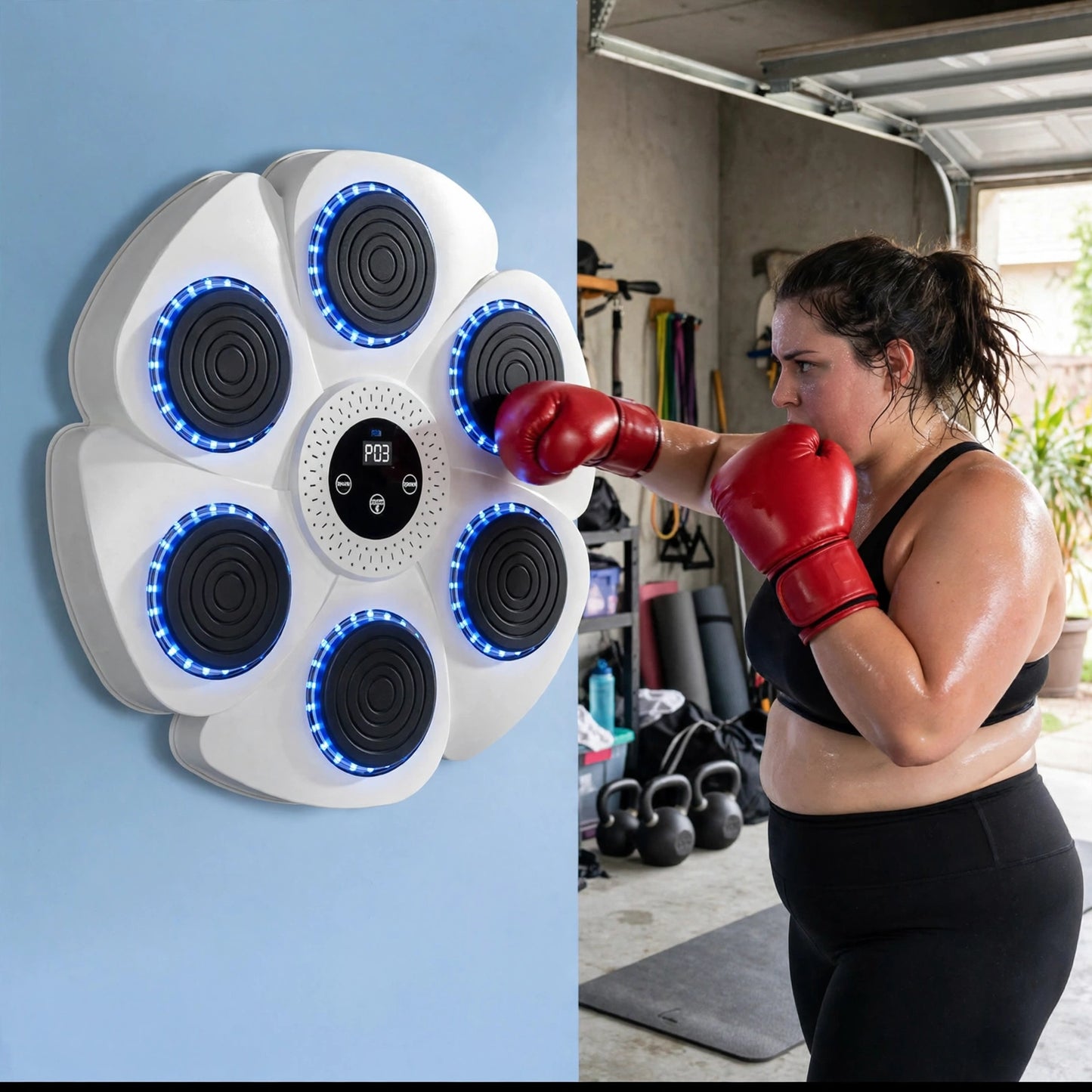 RiseLink Smart Music Boxing Wall Target – 6-Point Bluetooth Reflex Trainer