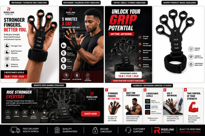 RiseLink RiseGrip Pro – 3-Level Finger Grip Strength Trainer (6KG / 8KG / 10KG) – Hand, Wrist & Forearm Exerciser
