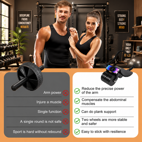 Automatic Rebound Ab Roller Wheel with Elbow Support