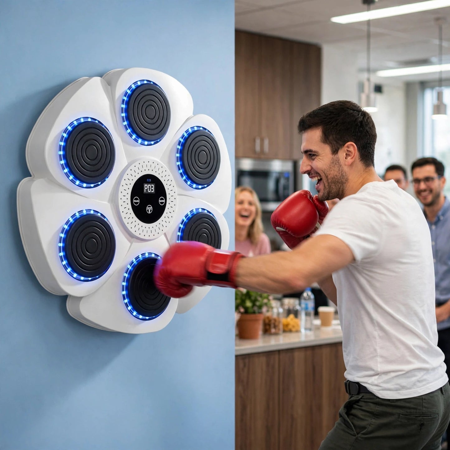 RiseLink Smart Music Boxing Wall Target – 6-Point Bluetooth Reflex Trainer